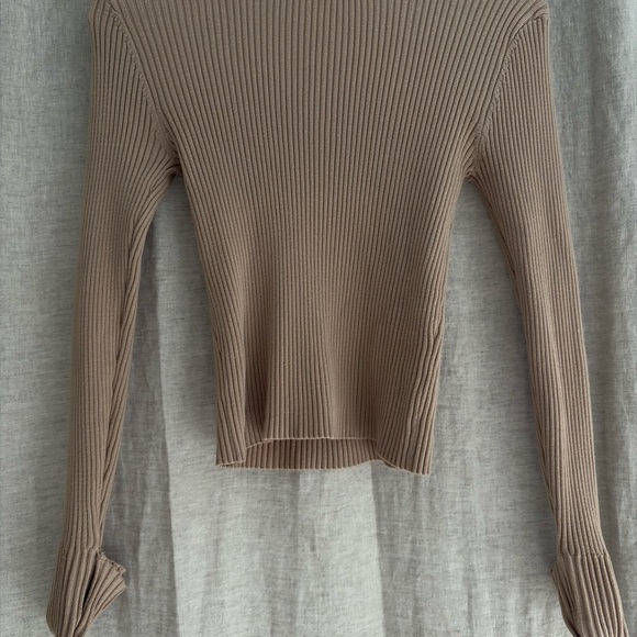 Lulus Ribbed Tan Sweater - Picture 1 of 3